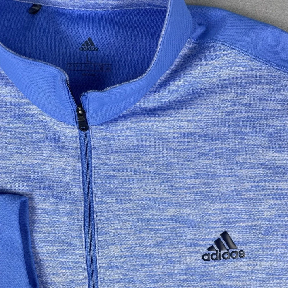 Adidas Pullover Mens L Blue Quarter Zip Heathered Performance Golf Activewear